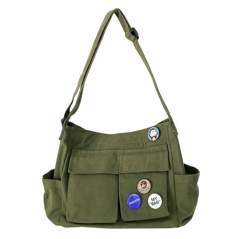 Lotpreco Canvas Messenger Bag Large Hobo Crossbody Bag with Multiple  Pockets Canvas Shoulder Tote Bag for Women and Men