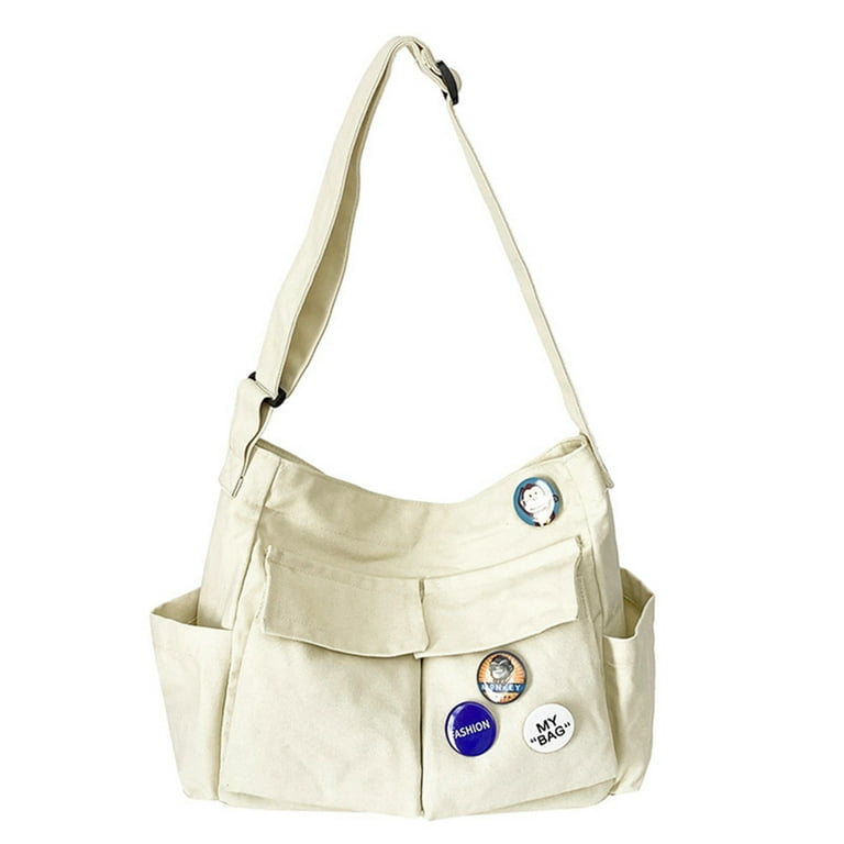 Canvas Messenger Bag Large Hobo Crossbody Bag With Multiple Pockets Canvas Shoulder  Tote Bag For Women And Men