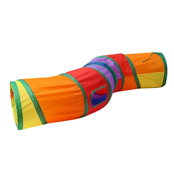 Lotpreco Cat Tunnel for Indoor Cats with Play Ball and Peek Holes, Interactive S-Way Foldable Pet Cat Tunnel Crinkle Toy, Large Long Dog Cat Tunnel Tube for Kitten Kitty Puppy Bunny Rabbit (Rainbow)
