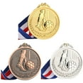 thumbnail image 1 of Lotpreco Football Award Trophies Medal with Ribbon for Sports - Gold, Silver, Bronze Medals - Olympic Style Award Medals - First Second Third Winner - Great for Party Favor Decorations and Awards, 1 of 3