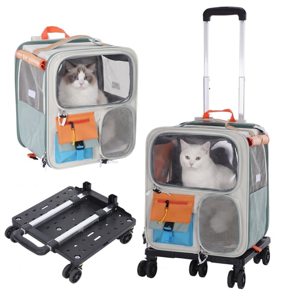Lotpreco Portable Pet Rolling Backpack Carrier with Wheels and Ventilation Window for Small Dogs and Cats