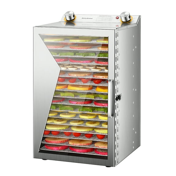 Lotpreco Stainless Steel Dehydrator Machine with 18 Stainless Steel Trays 24H Timer Home Vegetable Fruit Dryer Machine Temperature Control for Jerky Dog Treats Meats & Veggies