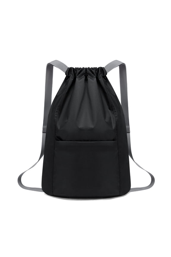 Unisex Waterproof Drawstring Sport Bag Oxford Lightweight Sackpack, Black