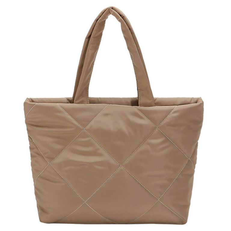 Women Quilted Tote Handbags Versatile Padded Shoulder Bag Large Capacity  Puffer Satchel Bag Winter Shopping Bag