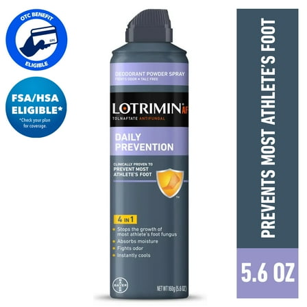 Lotrimin AF Athlete's Foot Daily Prevention Deodorant Powder Spray, 5.6 Ounce