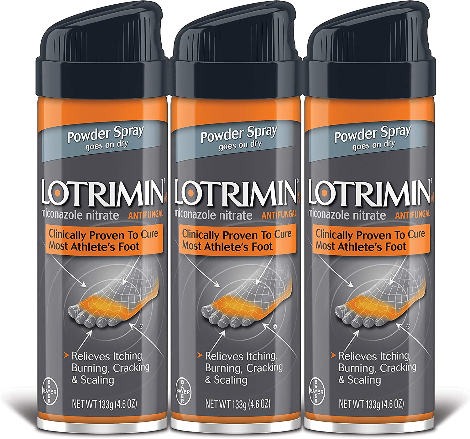Lotrimin AF Athlete's Foot Powder Spray - Clinically Proven Antifungal Treatment for Itchy, Cracked Feet - Miconazole Nitrate 2% Formula - Soothe and Cure Athlete's Foot
