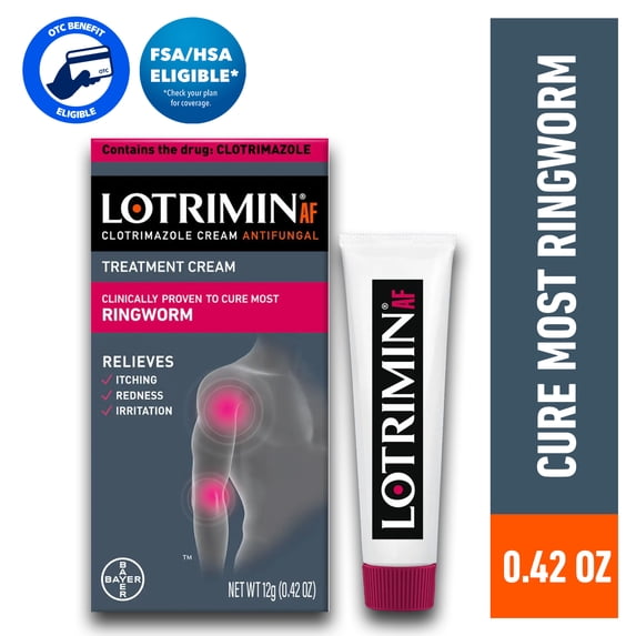 Lotrimin AF Clotrimazole Ringworm Treatment Antifungal Cream, 12G Tube