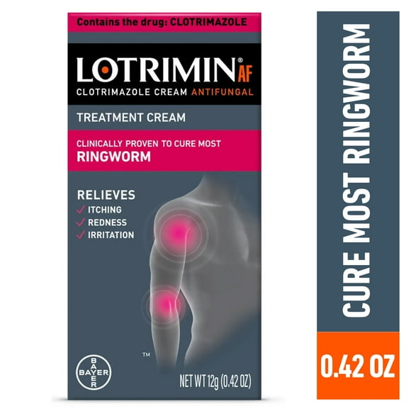 Lotrimin AF Clotrimazole Ringworm Treatment Antifungal Cream, 12G Tube