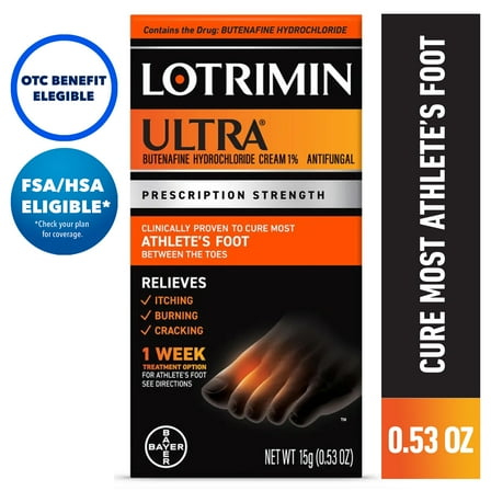 Lotrimin Ultra 1 Week Athlete's Foot Treatment Antifungal Cream, 15G Tube