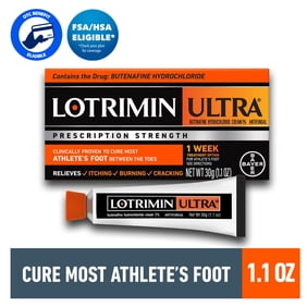 Lotrimin Ultra 1 Week Athlete's Foot Cream, Antifungal Cream, 30G Tube