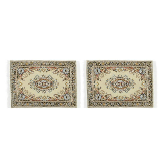 Lots 2 1/12 Scale Beige Mini Rug Dolls House Furniture Ornament