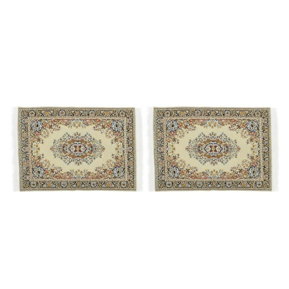 Lots 2 1/12 Scale Beige Mini Rug Dolls House Furniture Ornament