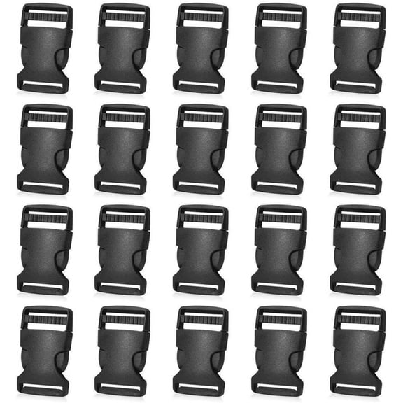 Lots 60-Pieces 1 inch Plastic Black Strap Webbing Side Release Buckle Backpack
