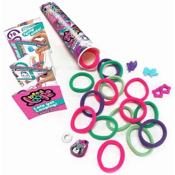 Lots A Loops Tubes Craft Kit – Finger Weaving Bracelet Set with Charms