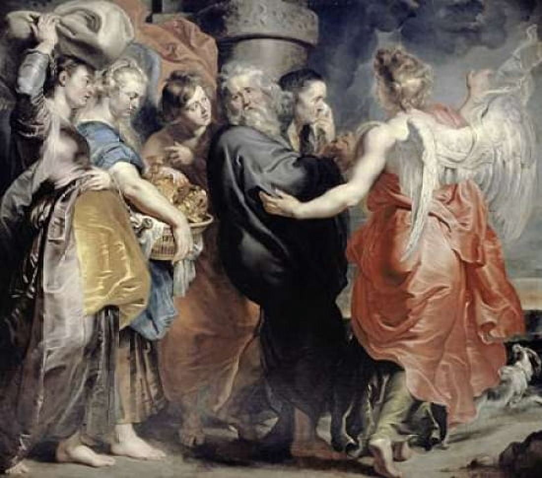 Lots Flight From Sodom Canvas Art - Peter Paul Rubens (24 x 24)