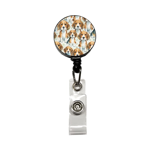 Lots Of Beagles Dogs Cute Retractable Reel ID Badge Key Card Name Tag Holder with Clip