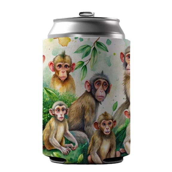 Lots Of Monkeys Watercolor Drink Beer Soda Insulated Sleeve Holder Can Cooler Hugger