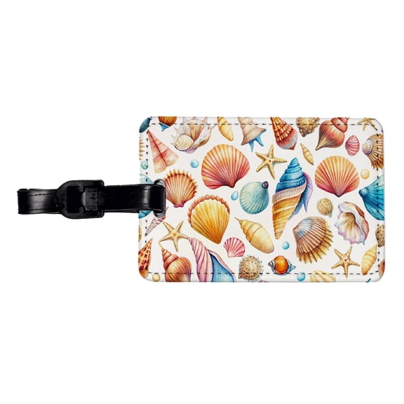 Lots Of Shells Beach Ocean Faux Leather Travel Luggage Tag