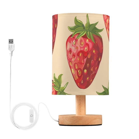 Lots Of Strawberries Table Lamp for Desk Nightstand Lamp with USB Modern Gifts for Bedroom Living Room Kids Room