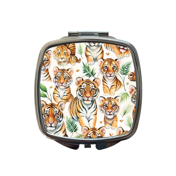Lots Of Sweet Bengal Tigers Travel Makeup Handbag Purse Small Pocket Compact Mirror