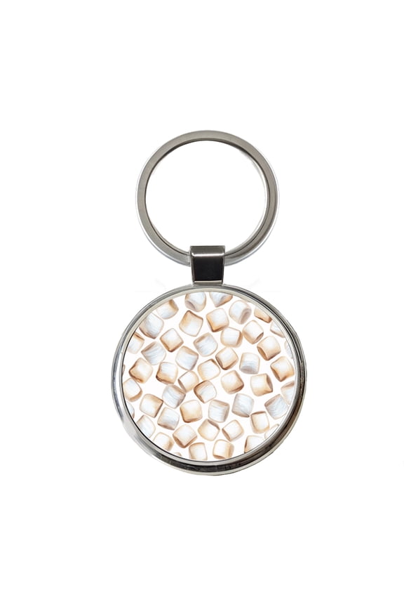 Lots Of White Marshmallows Metal Round Keychain