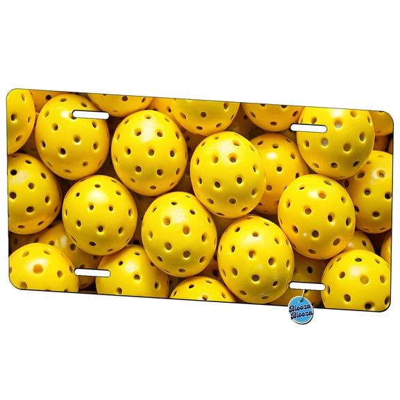 Lots Of Yellow Pickleball Balls Metal Novelty License Plate