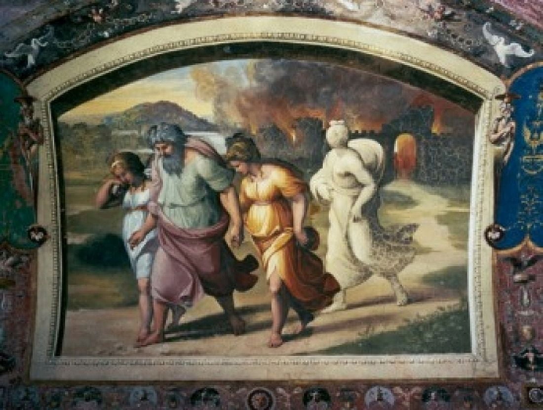 Lots Wife Turning to Salt Raphael (1483-1520 Italian) St Peters Basilica The Vatican Rome Canvas Art - Raphael (24 x 36)