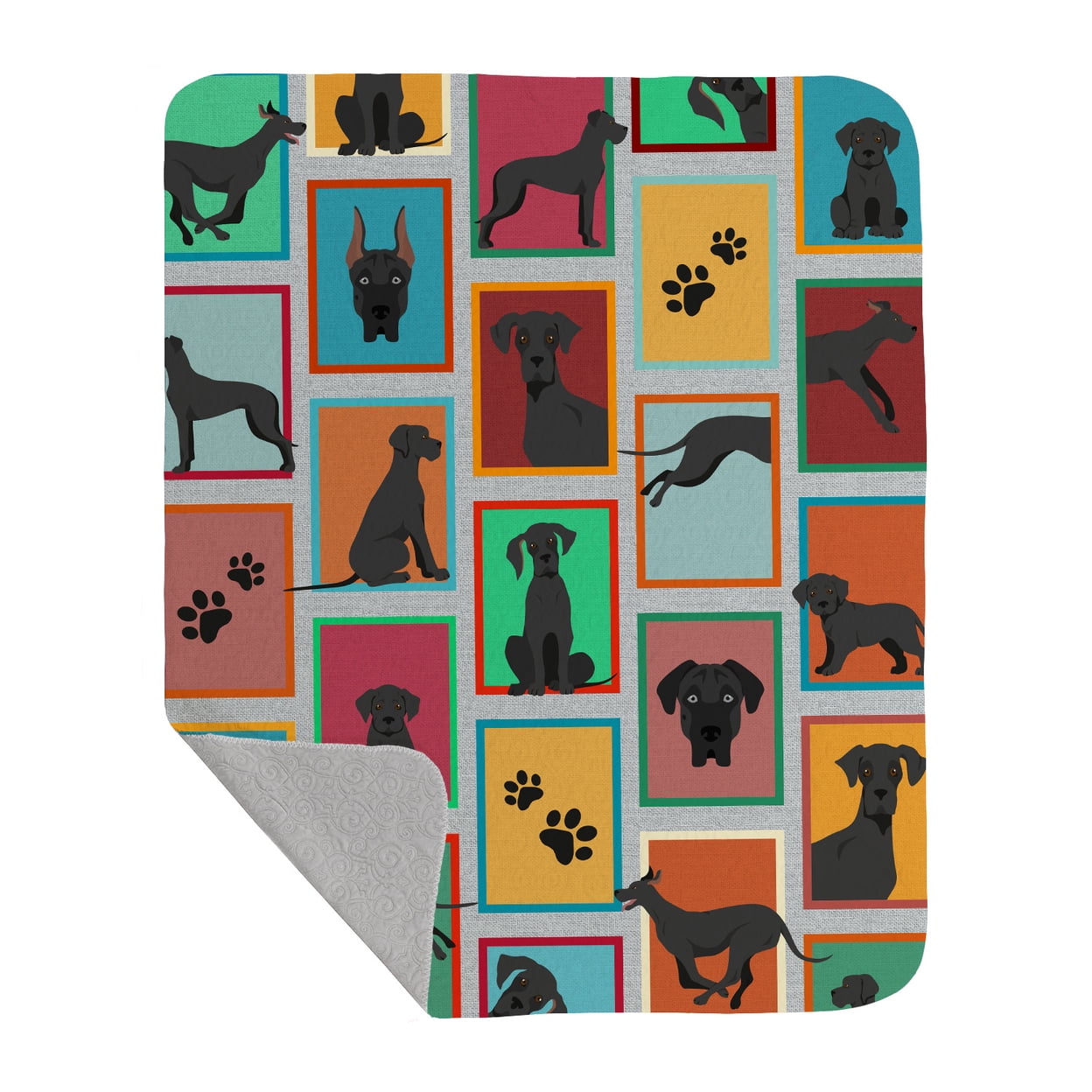 Lots of Black Great Dane Quilted Blanket 50x60 50 in x 60 in