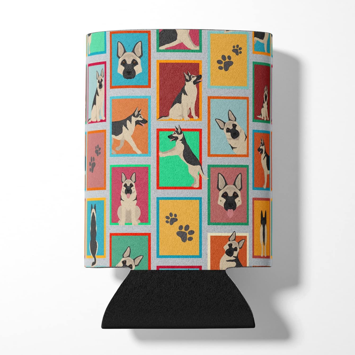 Lots of Black and Silver German Shepherd Can or Bottle Hugger 3 in x 5 in