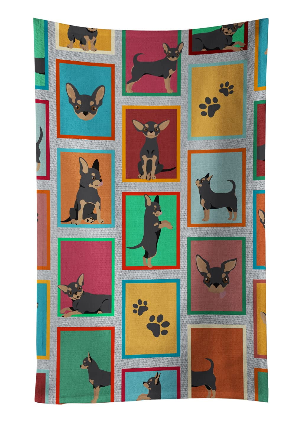 Lots of Black and Tan Chihuahua Kitchen Towel 15 in x 25 in