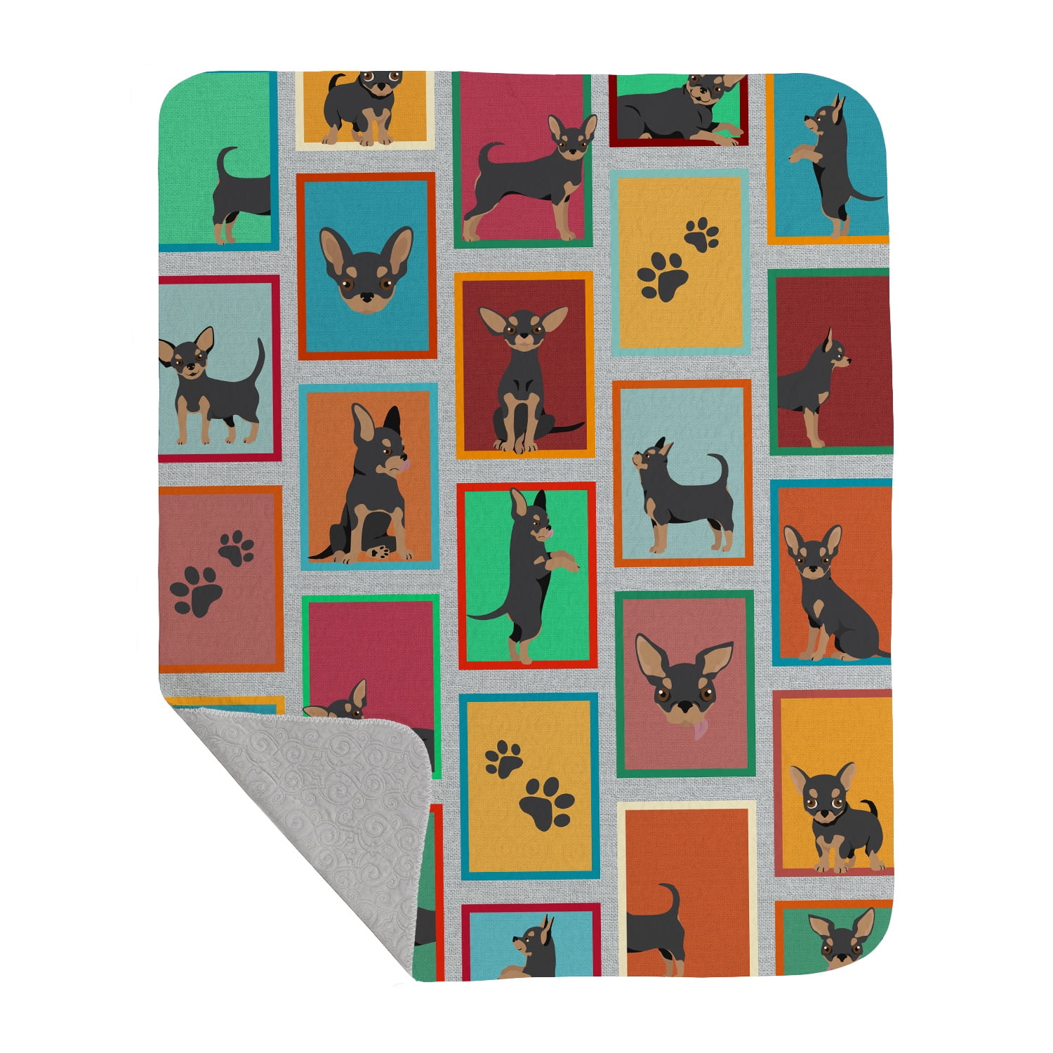 Lots of Black and Tan Chihuahua Quilted Blanket 50x60 50 in x 60 in