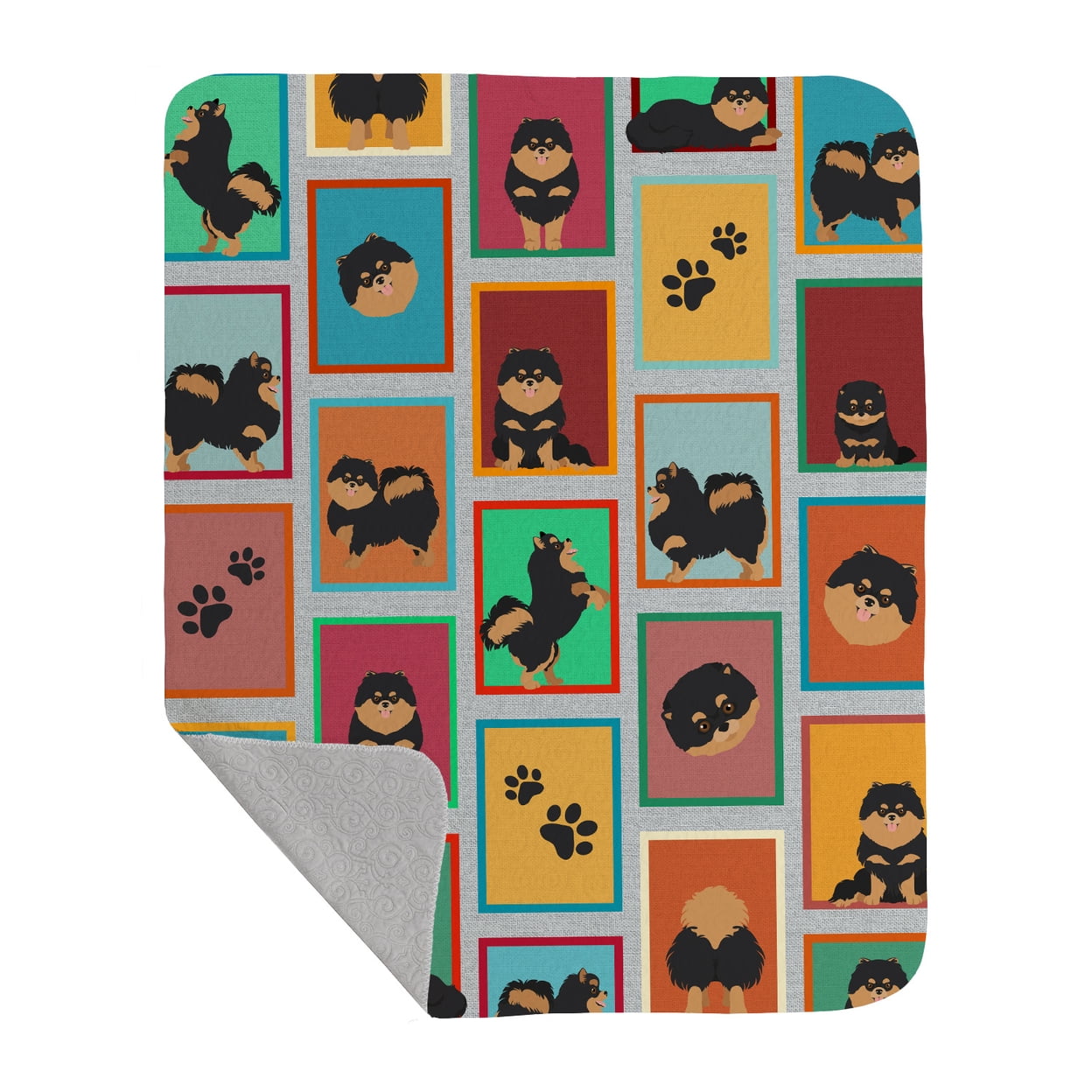 Lots of Black and Tan Pomeranian Quilted Blanket 50x60 50 in x 60 in