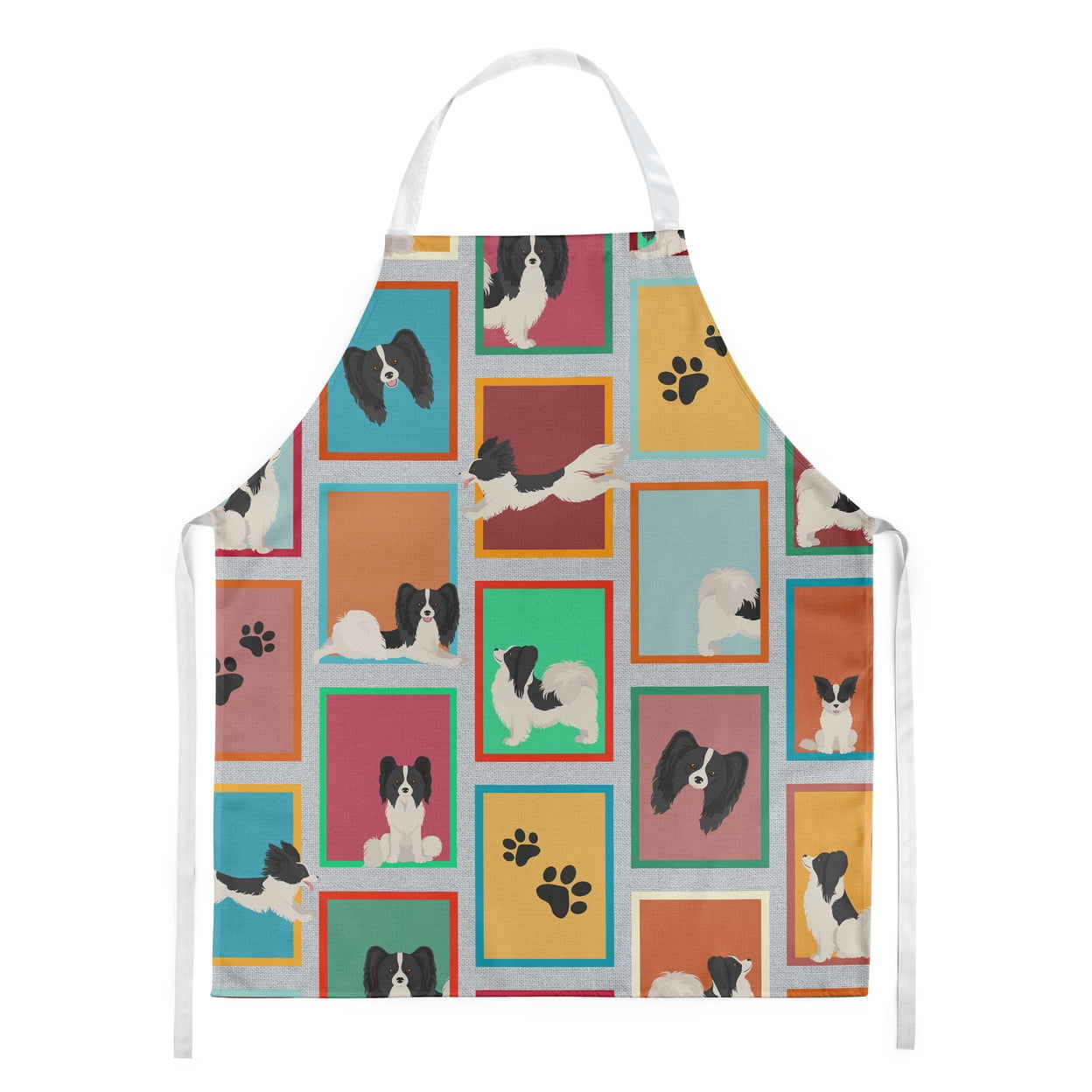 Lots of Black and Whtie Papillon Apron 27 in x 30 in