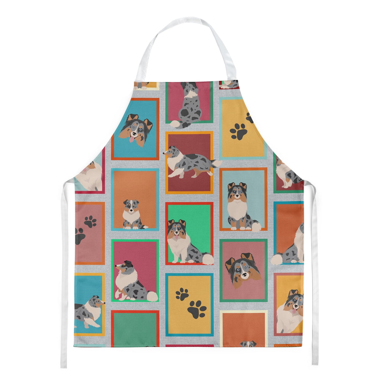 Lots of Blue Merle Sheltie Apron 27 in x 30 in