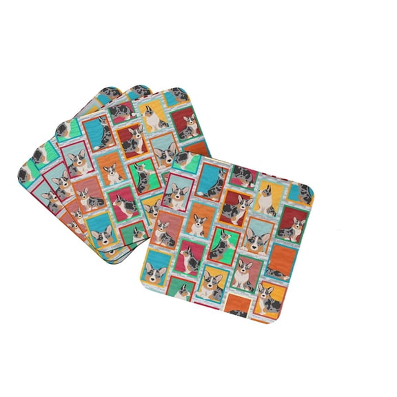 Lots of Blue Merle Welsh Cardigan Corgi Foam Coaster Set of 4 3.5 in x 3.5 in