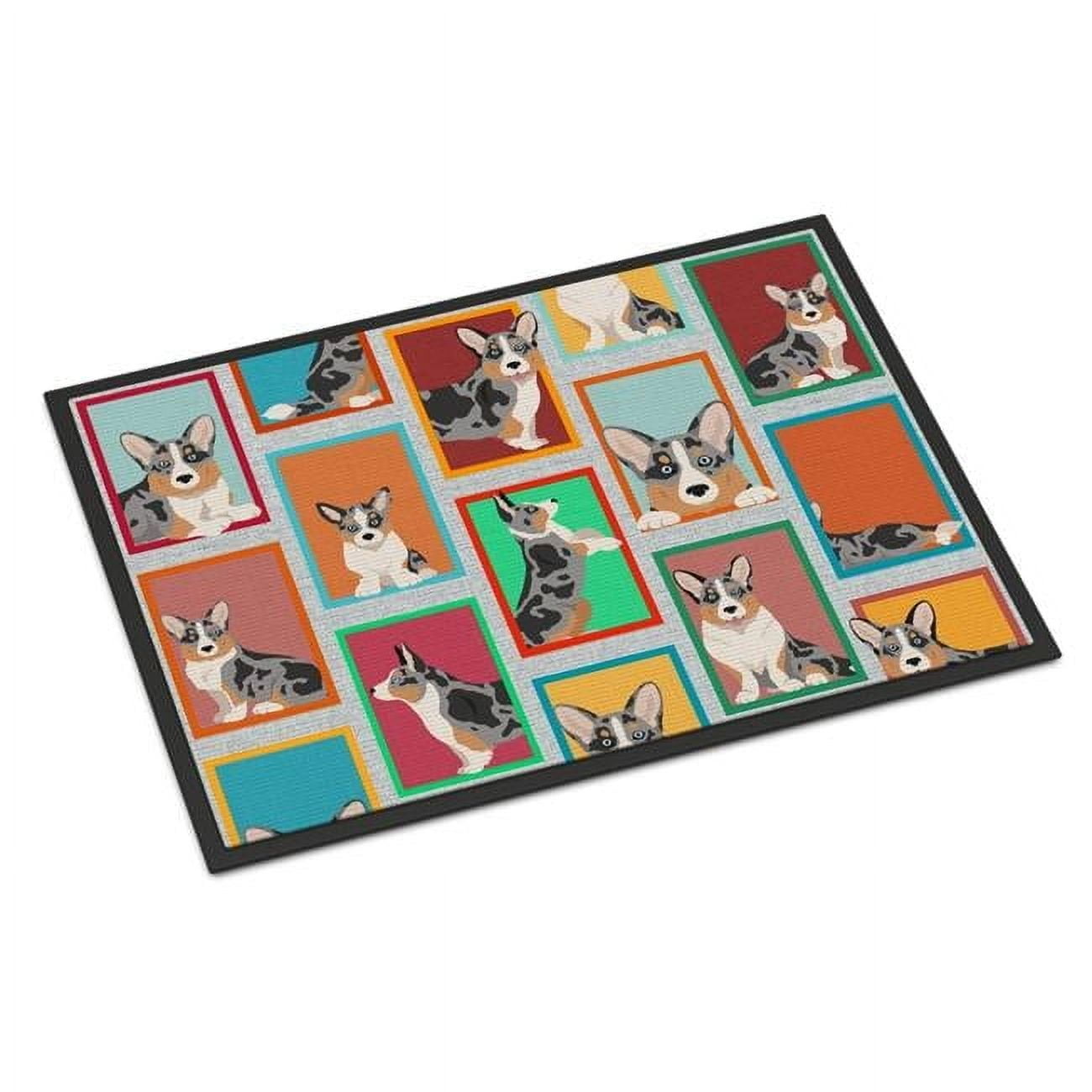 Lots of Blue Merle Welsh Cardigan Corgi Indoor or Outdoor Mat 18x27 27 in x 18 in