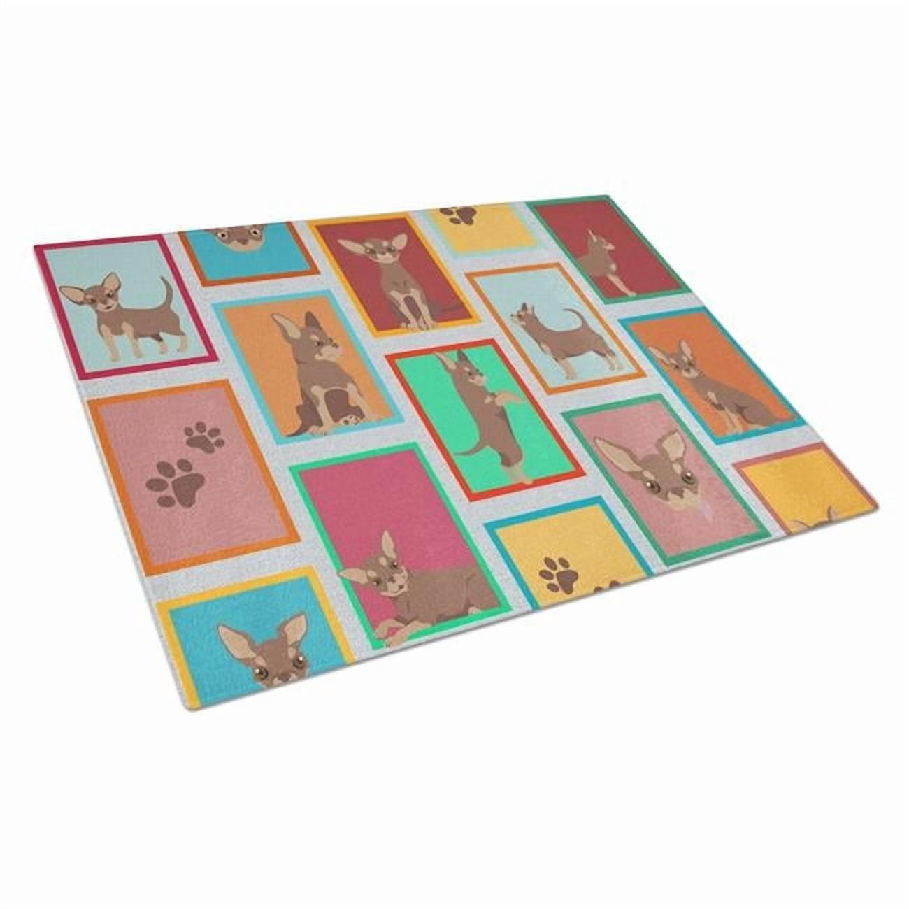 Lots of Chocolate Chihuahua Glass Cutting Board Large 12 in x 15 in