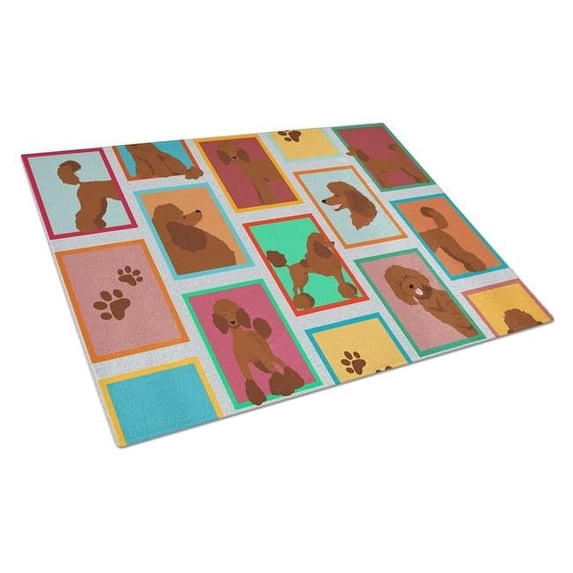 Lots of Chocolate Standard Poodle Glass Cutting Board Large 12 in x 15 in