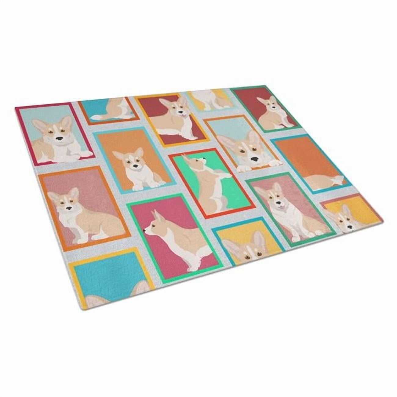 Lots of Fawn Cardigan Corgi Glass Cutting Board Large 12 in x 15 in