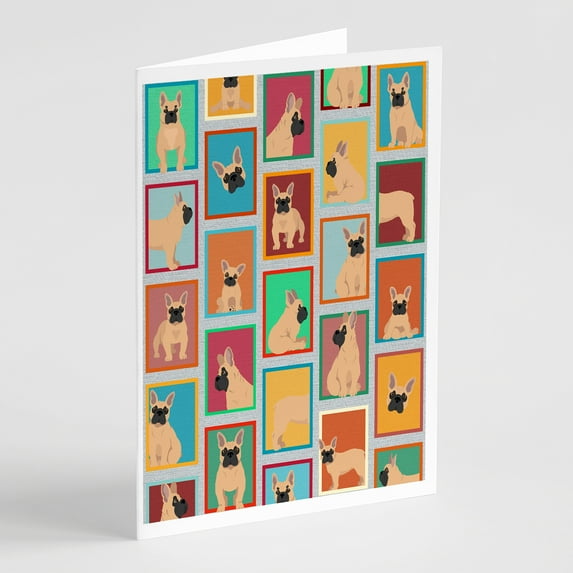 Lots of Fawn French Bulldog Greeting Cards and Envelopes Pack of 8 7 in x 5 in