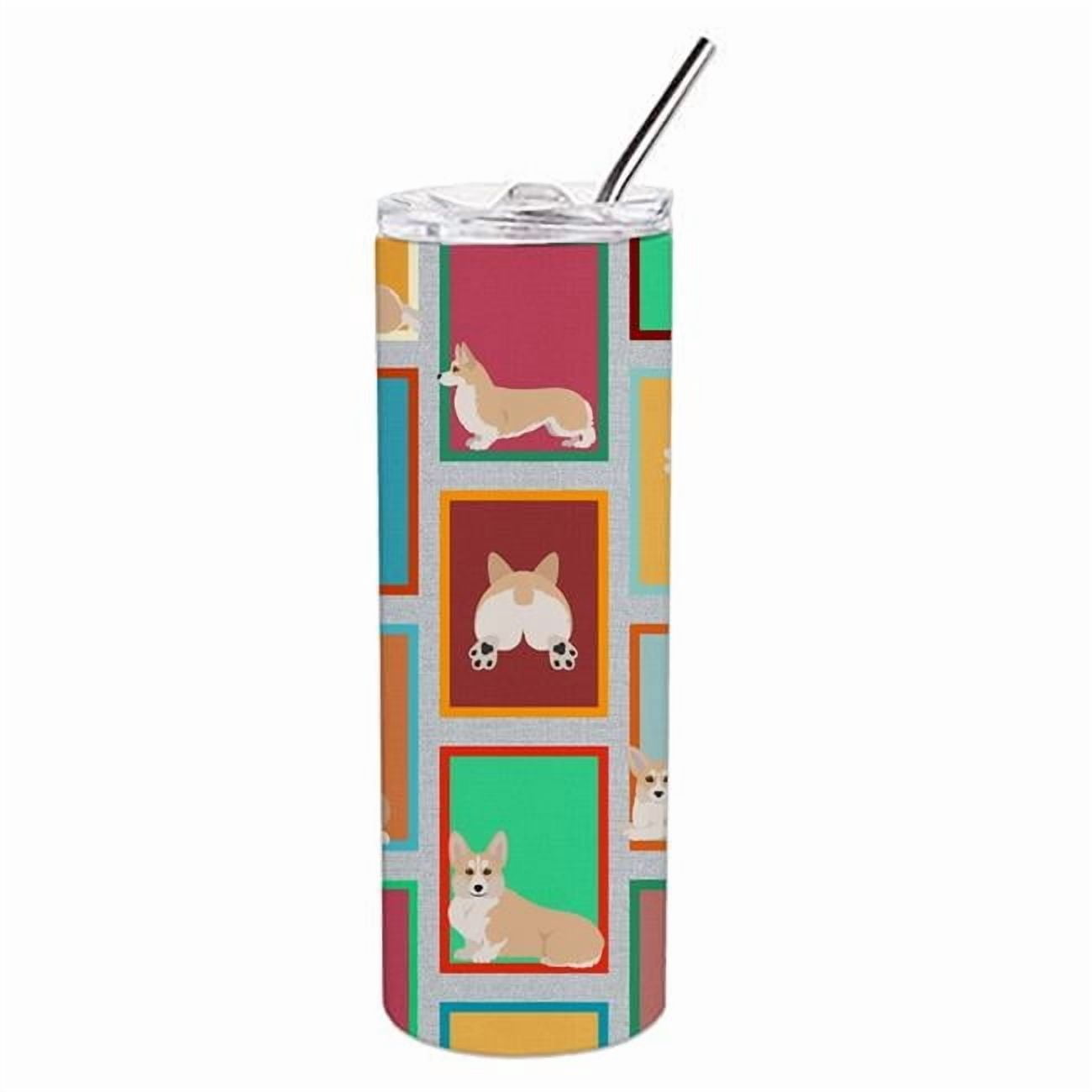 Lots of Fawn Pembroke Corgi Stainless Steel 20 oz Skinny Tumbler 3 in x 8.25 in