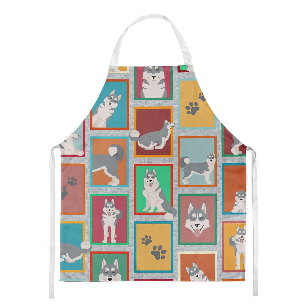 Lots of Grey Siberian Husky Apron 27 in x 30 in
