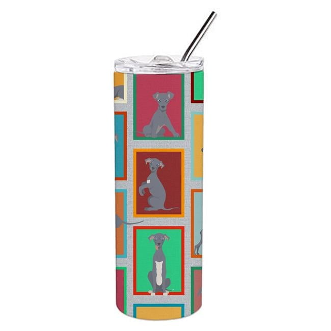 Lots of Italian Greyhound Stainless Steel 20 oz Skinny Tumbler 3 in x 8.25 in