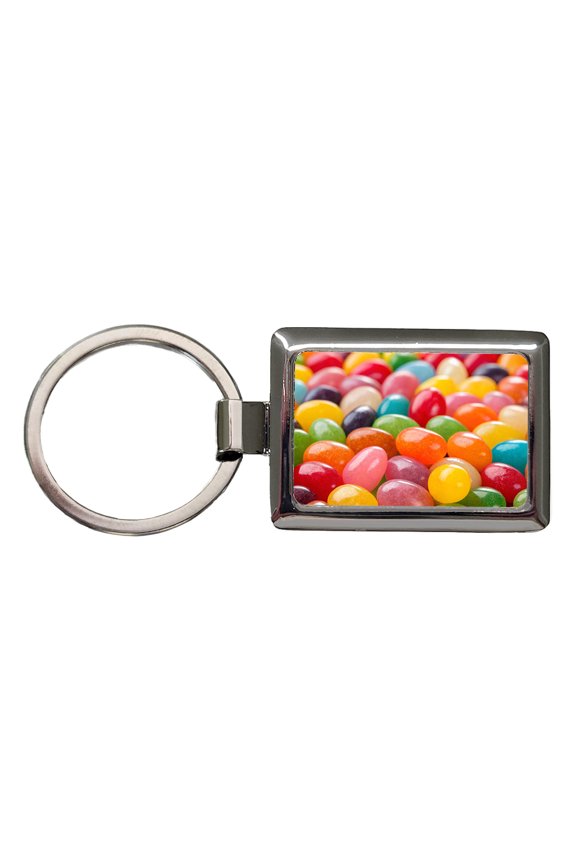 Lots of Jelly Beans Easter Candy Metal Rectangle Keychain