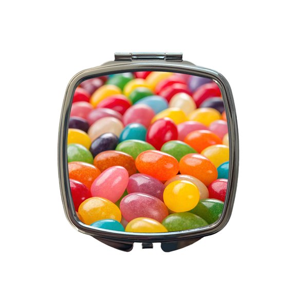 Lots of Jelly Beans Easter Candy Travel Makeup Handbag Purse Small Pocket Compact Mirror