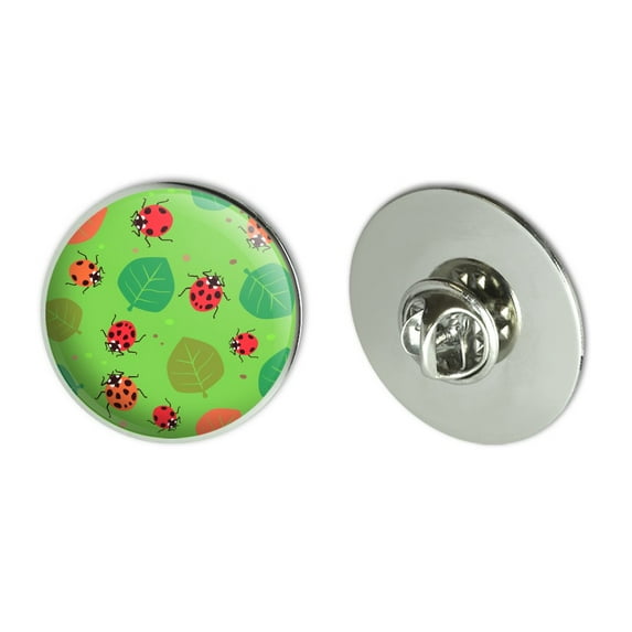 Lots of Ladybugs and Leaves Pattern Metal 1.1" Tie Tack Hat Lapel Pin Pinback