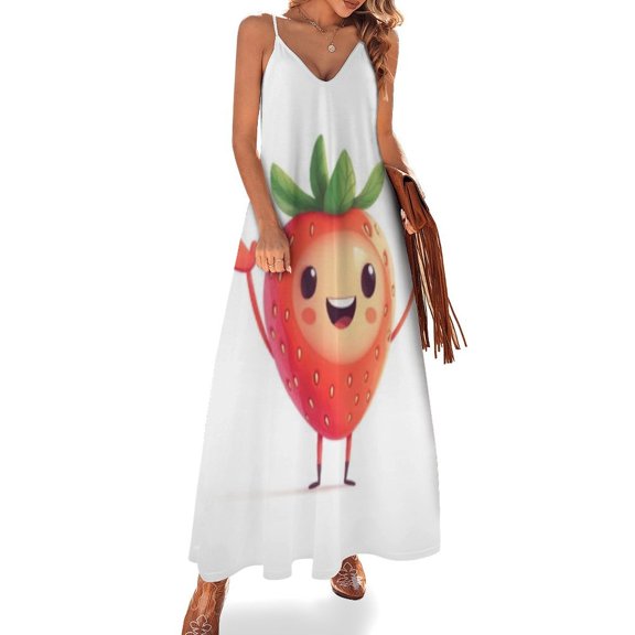 Lots of Little Strawberries Sleeveless Dress Dresses Women Summer Women's Summer Clothing