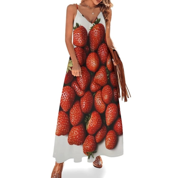 Lots of Little Strawberries Sleeveless Dress Dresses Women Summer Women's Summer Clothing