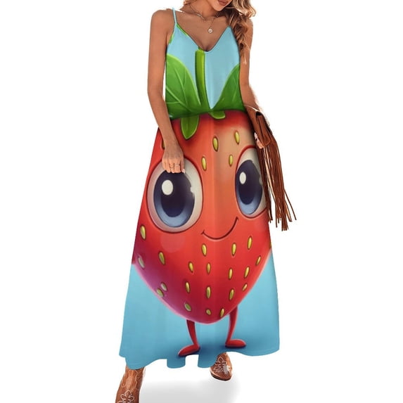 Lots of Little Strawberries Sleeveless Dress Dresses Women Summer Women's Summer Clothing
