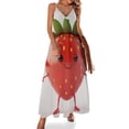 thumbnail image 1 of Lots of Little Strawberries Sleeveless Suspender Dress Summer Fashion Casual Long Dress, 1 of 9